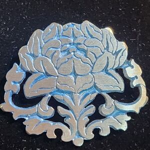 Vintage Pewtercraft Canada Brooch Pin Flower Peony Cottagecore 2 x 1.75"